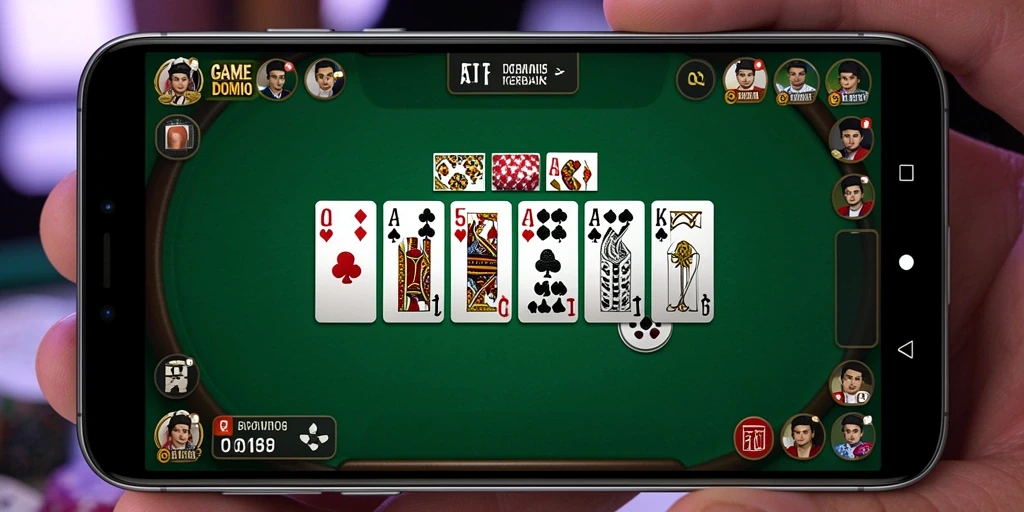 Screenshot gameplay API66 yang menunjukkan suasana bermain Domino yang seru.