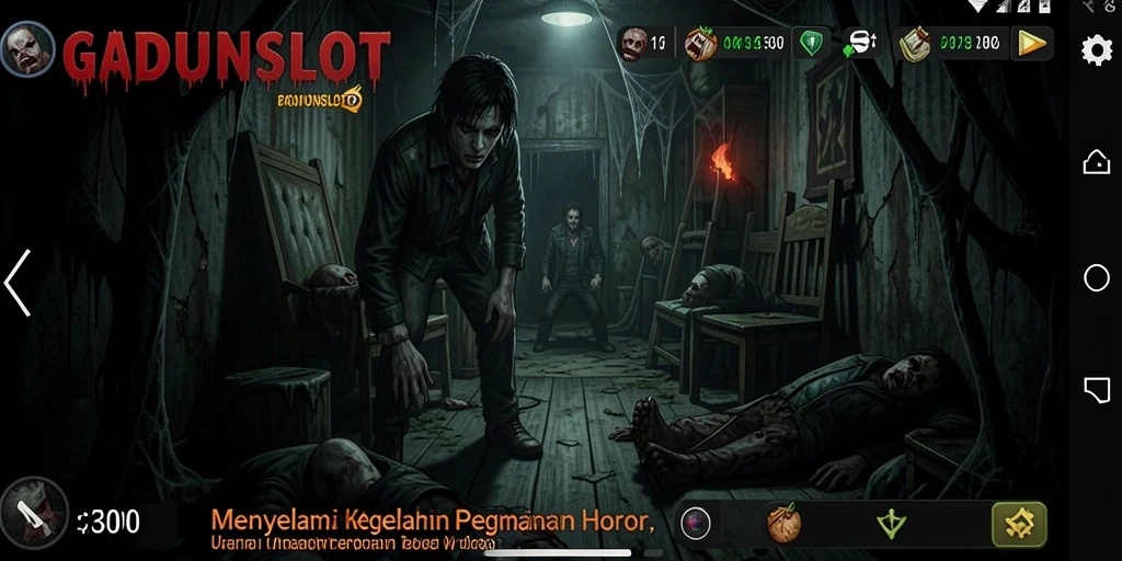 Tampilan menyeramkan dalam gameplay GADUNSLOT yang mencekam.