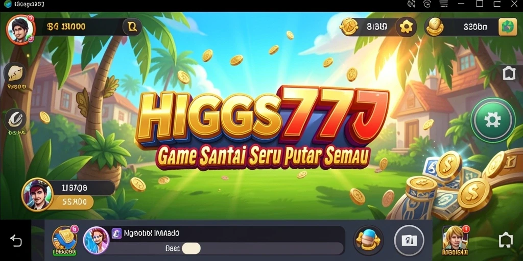 Screenshot utama HIGGS777 menampilkan gameplay yang menarik dan berwarna.