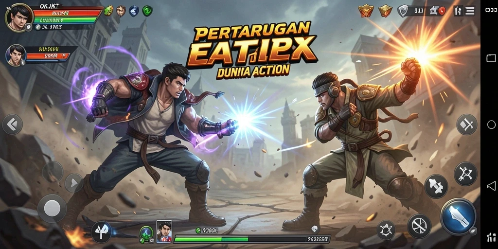 Tangkapan layar gameplay OKJKT dengan aksi pertarungan seru.