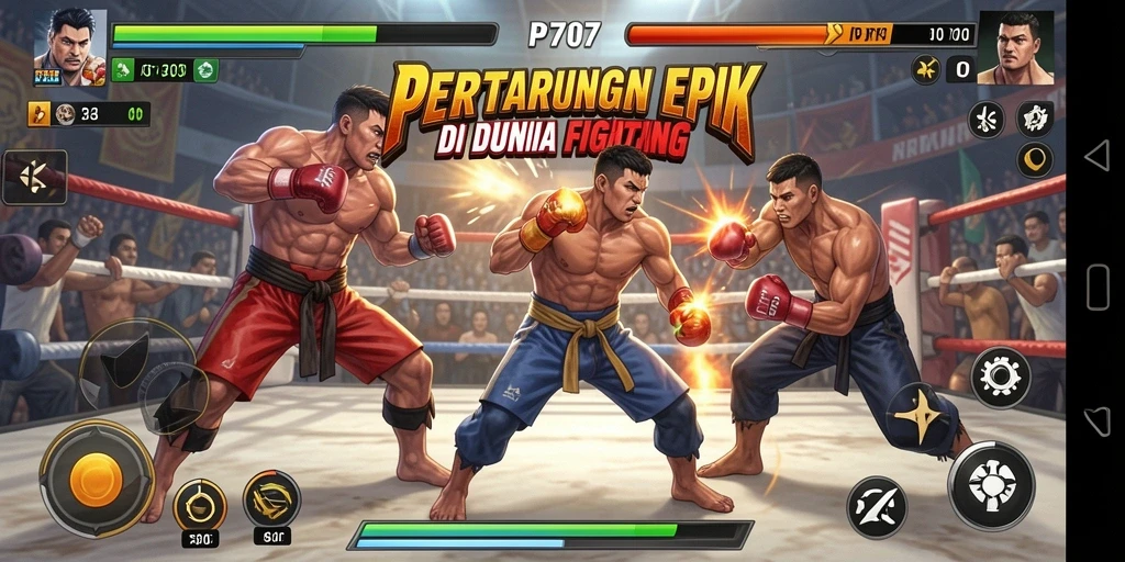 Tampilan menarik dari gameplay pertarungan di PT707.