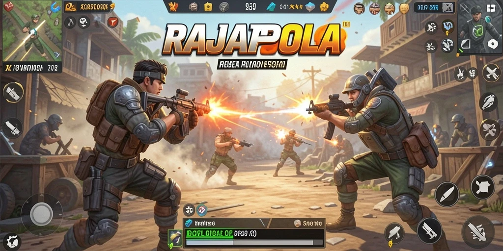 Gameplay epik dalam <strong>RAJAPOLA</strong>, aksi Battle Royale yang mendebarkan.