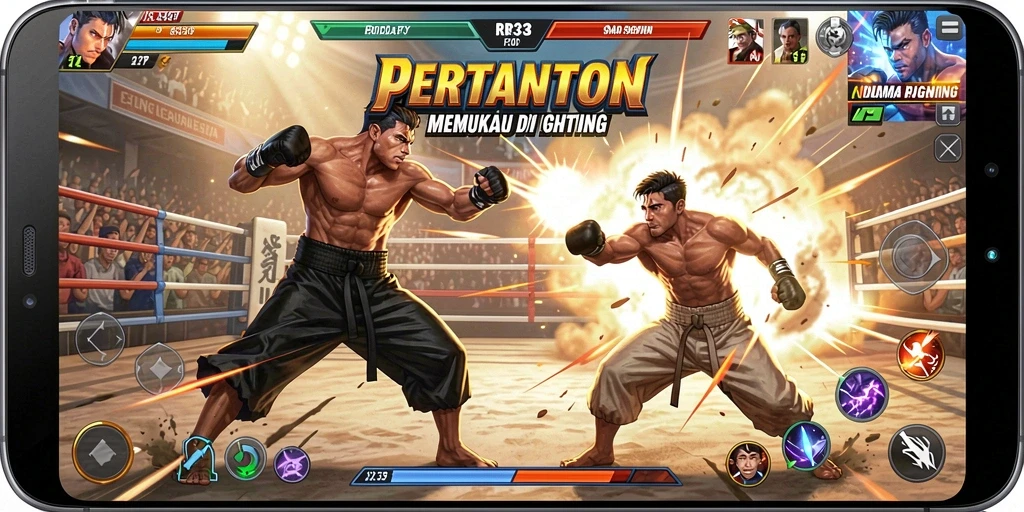 Screenshot dari permainan RR33 menampilkan aksi pertempuran yang intens.
