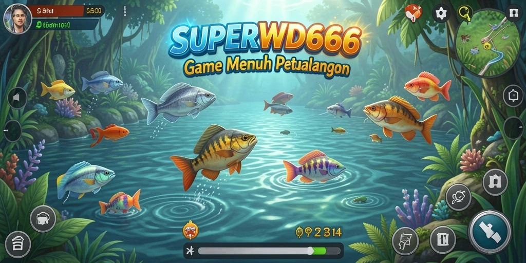Menampilkan gameplay memancing yang seru dan menantang di SUPERWD666.
