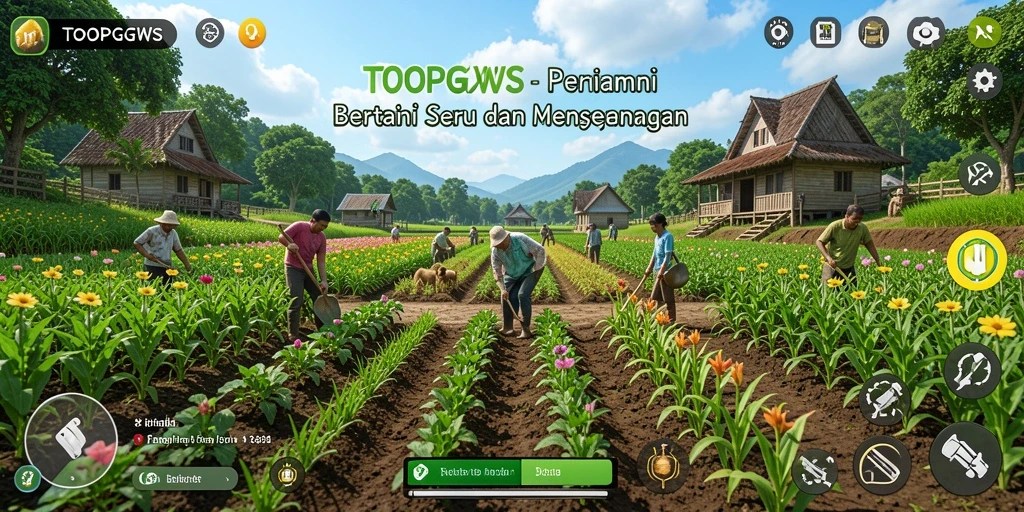 Tampilan gameplay TOOPGWS yang menonjolkan aktivitas bertani.